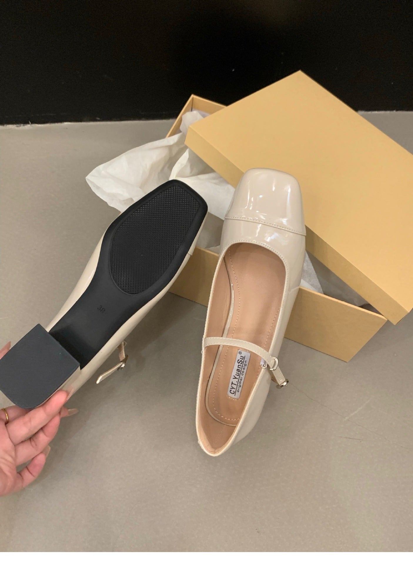 Women's Red Chunky Heel Shoes2023 New Summer Mid-High Heels silver Mary Jane Shoes for Dresses Evening Shoes