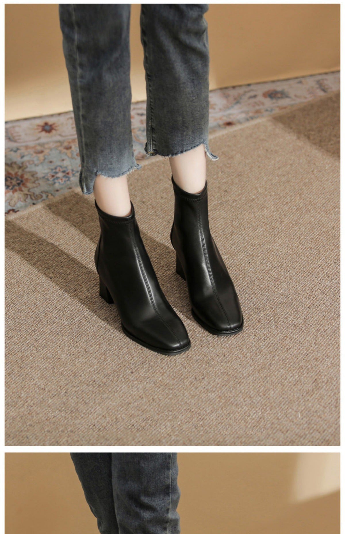 Women's White Martin Boots2024New Spring and Autumn Thick Heel Short Boots British Style Women's Slim Winter Fleece Boots