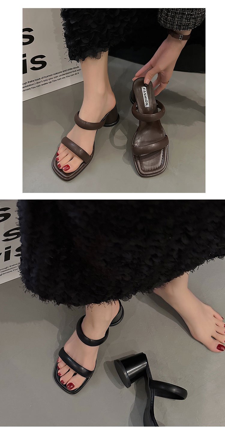 Chunky High Heels(6-8cm)Rubber Slippers PU