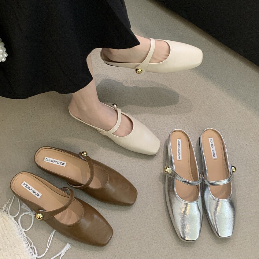 Flat Closed-Toe Half Slippers for Women Soft Sole2025French-style Sandals for Outdoor Wear, Super Popular Evening Breeze Niche Single Shoes