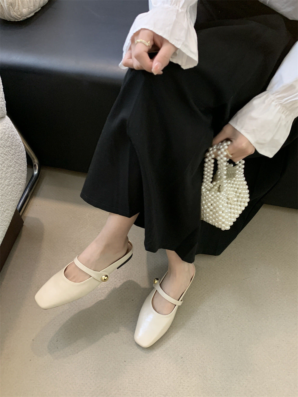 Flat Closed-Toe Half Slippers for Women Soft Sole2025French-style Sandals for Outdoor Wear, Super Popular Evening Breeze Niche Single Shoes