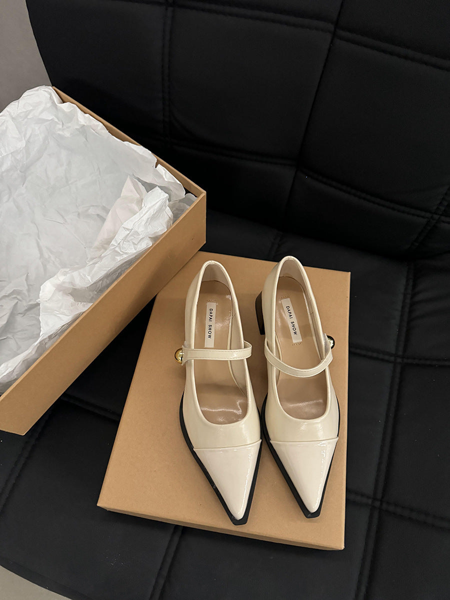 Chunky Heel Retro Style Mary Jane Shoes High Heels Women's Shoes Black Shoes Autumn Winter Korean Version High-End Single Shoes Small Leather Shoes