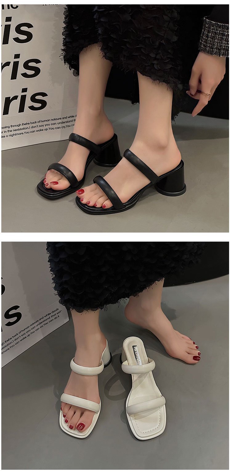 Chunky High Heels(6-8cm)Rubber Slippers PU