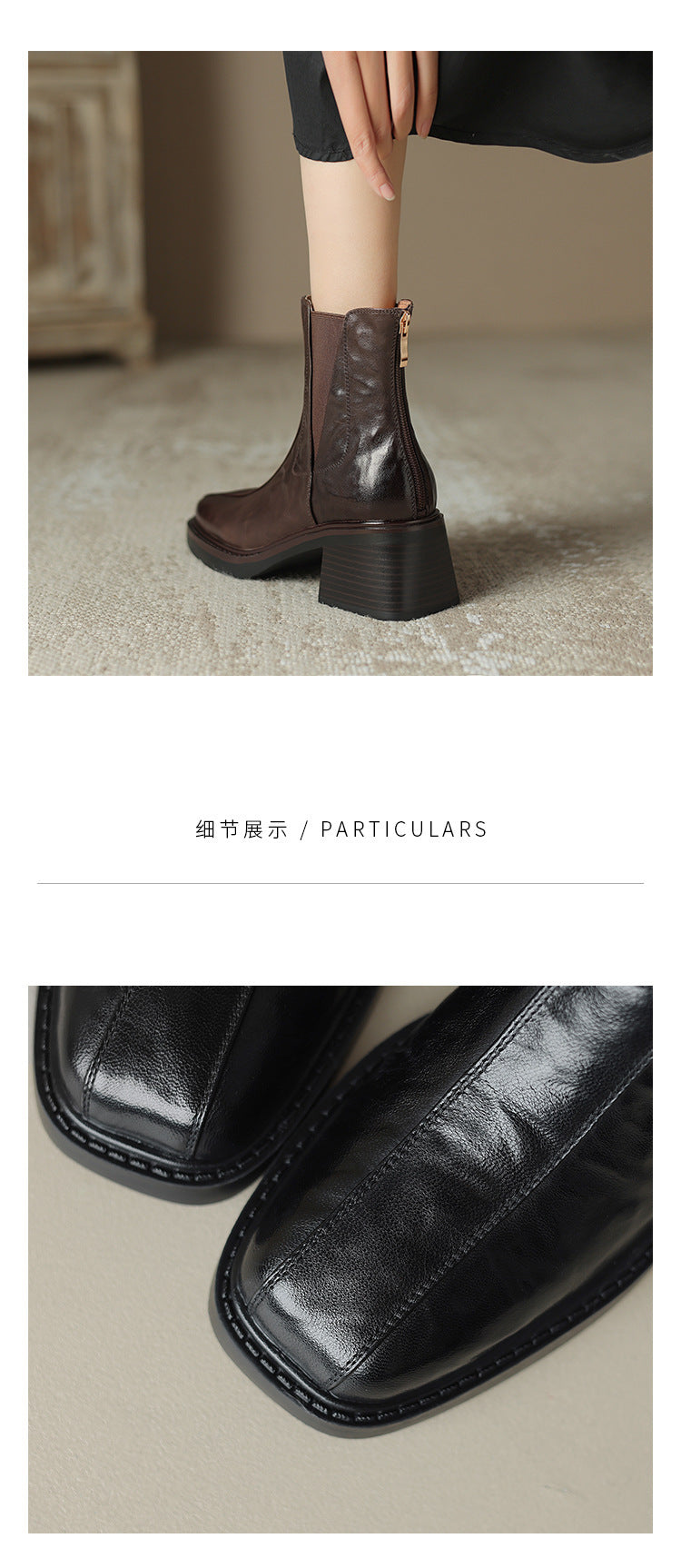 2024New Autumn and Winter Short Boots for Women, Chunky Heel Short Boots, High Heel Martin Boots, British Style for Women
