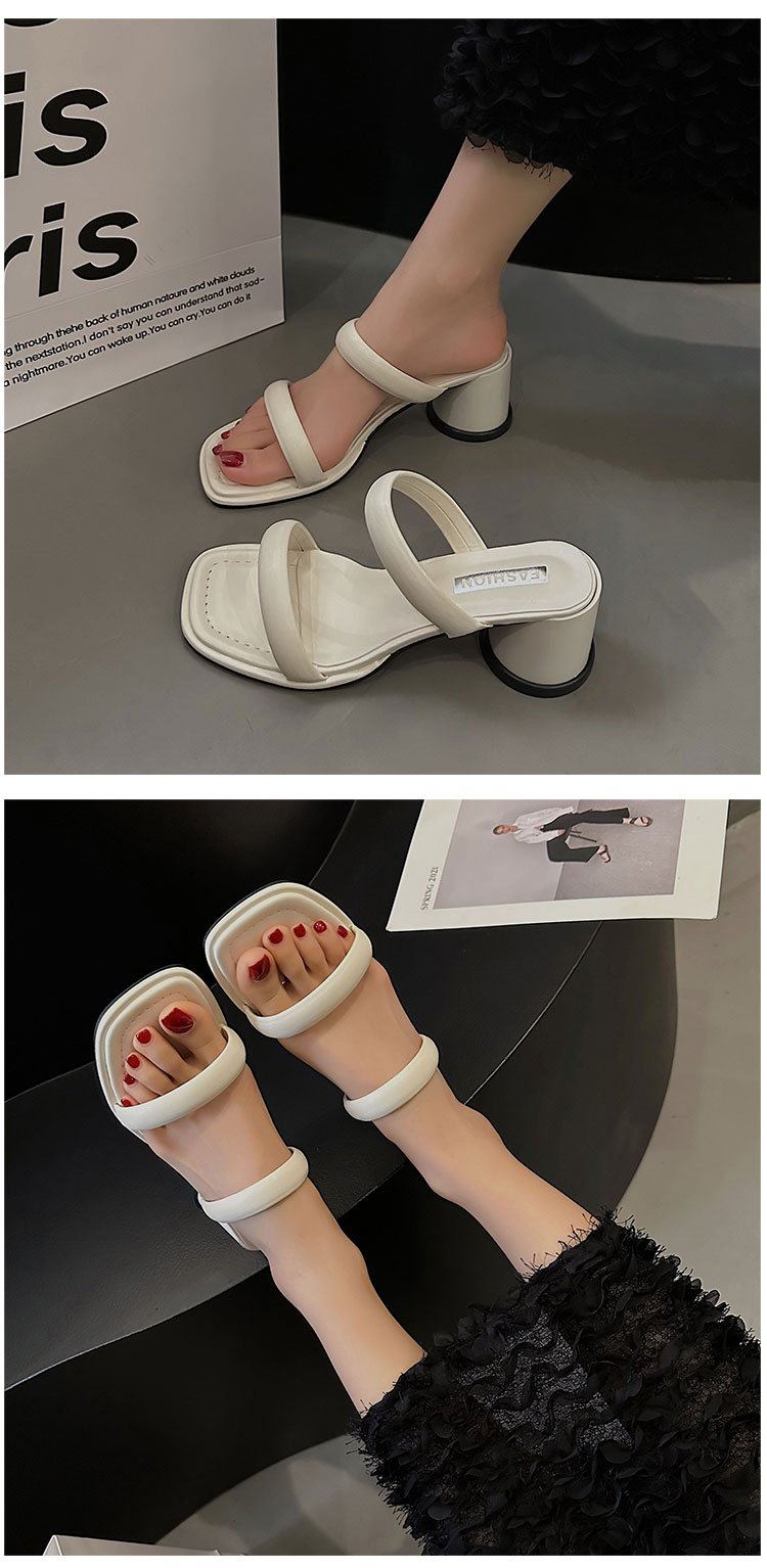 Chunky High Heels(6-8cm)Rubber Slippers PU