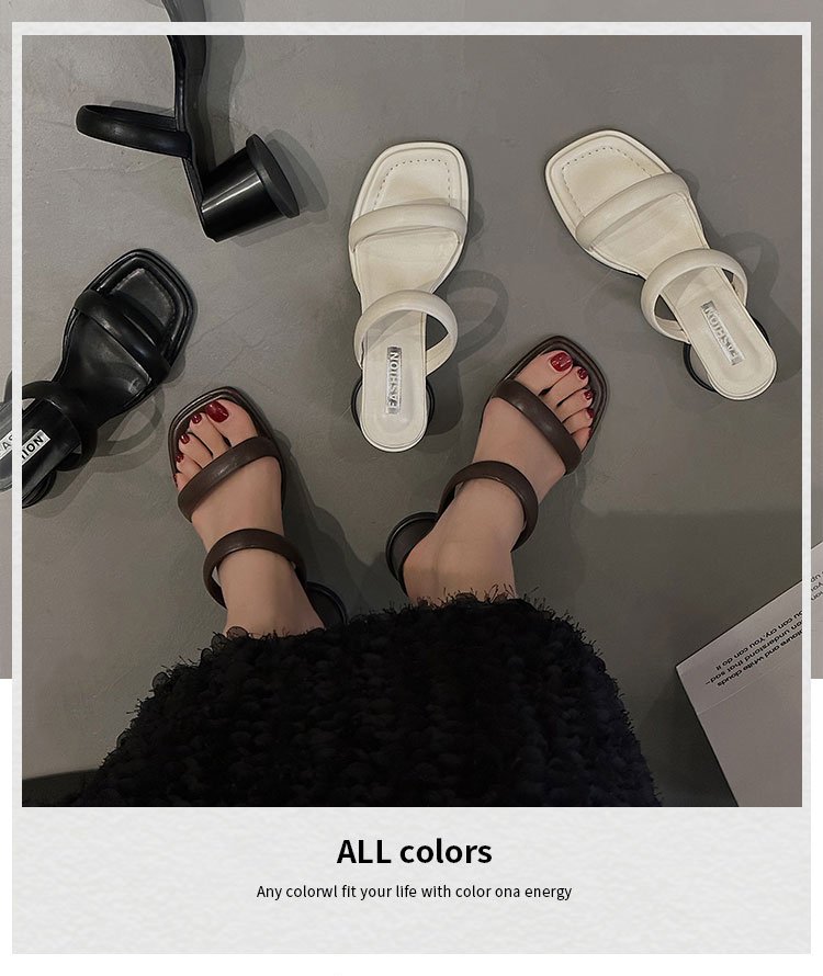 Chunky High Heels(6-8cm)Rubber Slippers PU