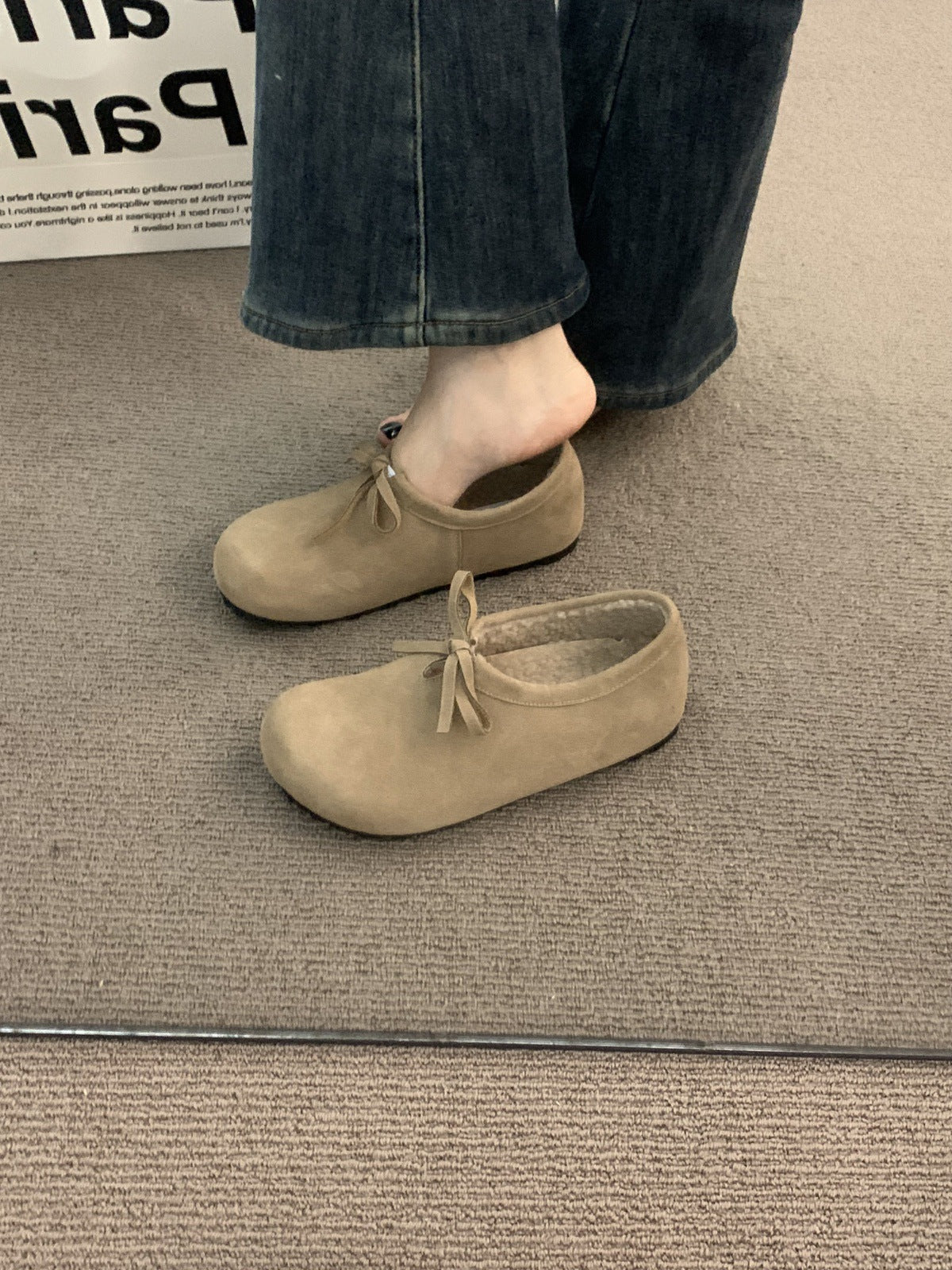 Late Night Breeze Height Increasing Thick Sole Leopard Print Fleece Lined Birkenstock Shoes for Outdoor Wear Autumn Winter Slip-On Ugly Cute Deep Mouth Beanie Cotton Shoes