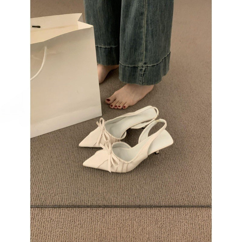 French high-end bow-knot stunning leopard print closed-toe sandals for women in summer2024New Year's stiletto high heels