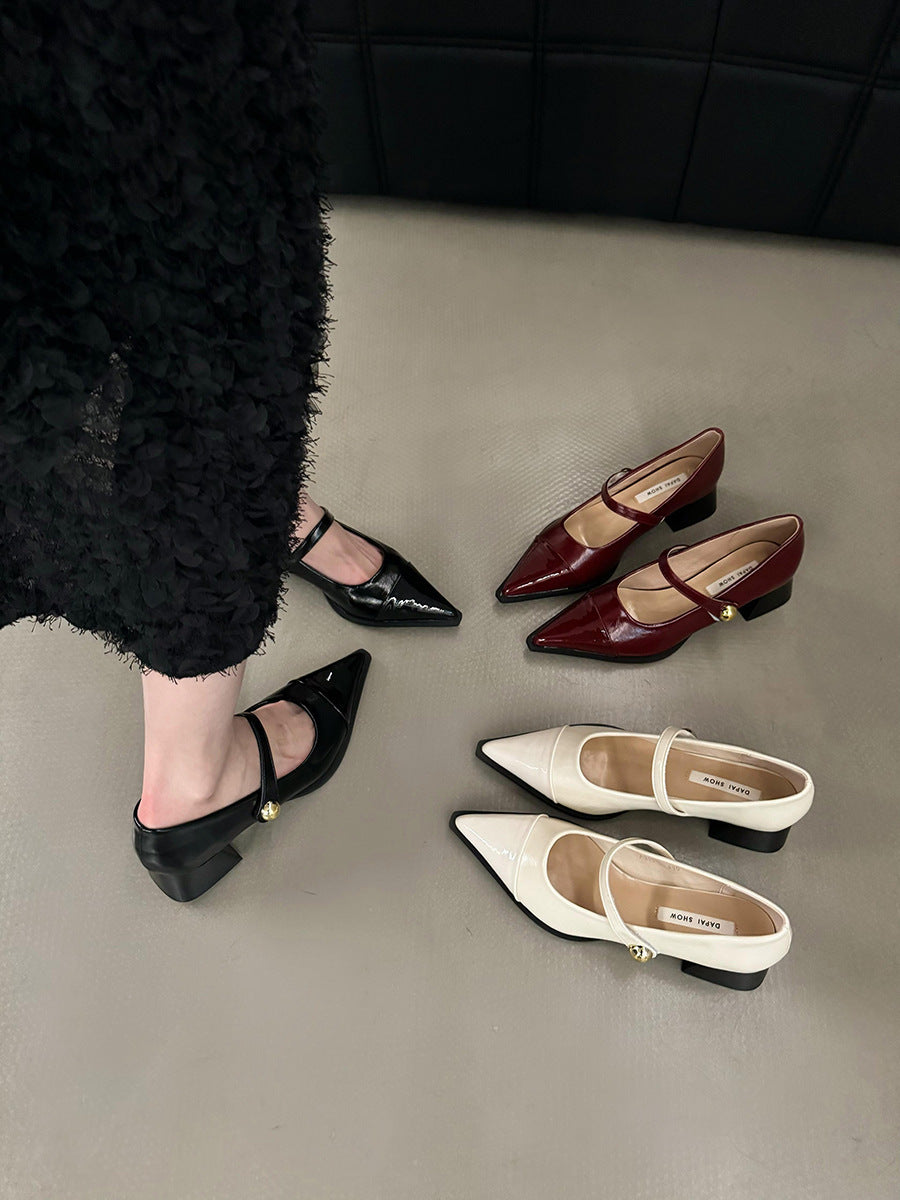 Chunky Heel Retro Style Mary Jane Shoes High Heels Women's Shoes Black Shoes Autumn Winter Korean Version High-End Single Shoes Small Leather Shoes