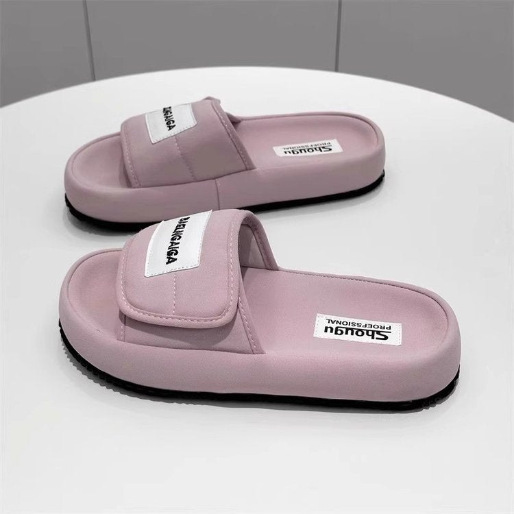 Low Heel Platform Sole(Less3cm)PU Rubber Slippers