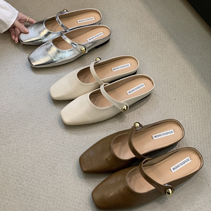 Flat Closed-Toe Half Slippers for Women Soft Sole2025French-style Sandals for Outdoor Wear, Super Popular Evening Breeze Niche Single Shoes