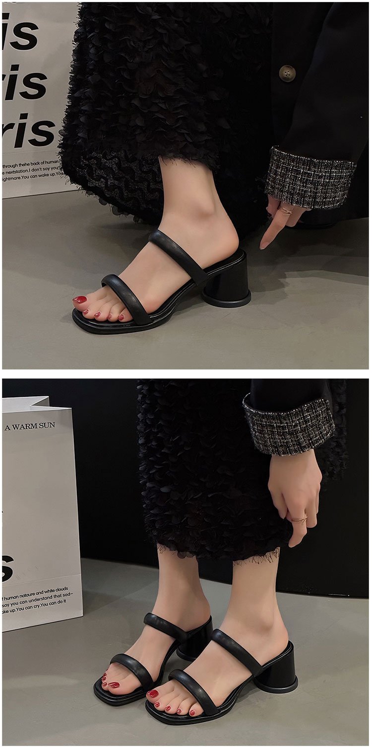 Chunky High Heels(6-8cm)Rubber Slippers PU