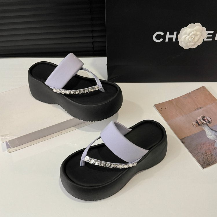 PU Platform High Heels(6-8cm)Rubber Slippers