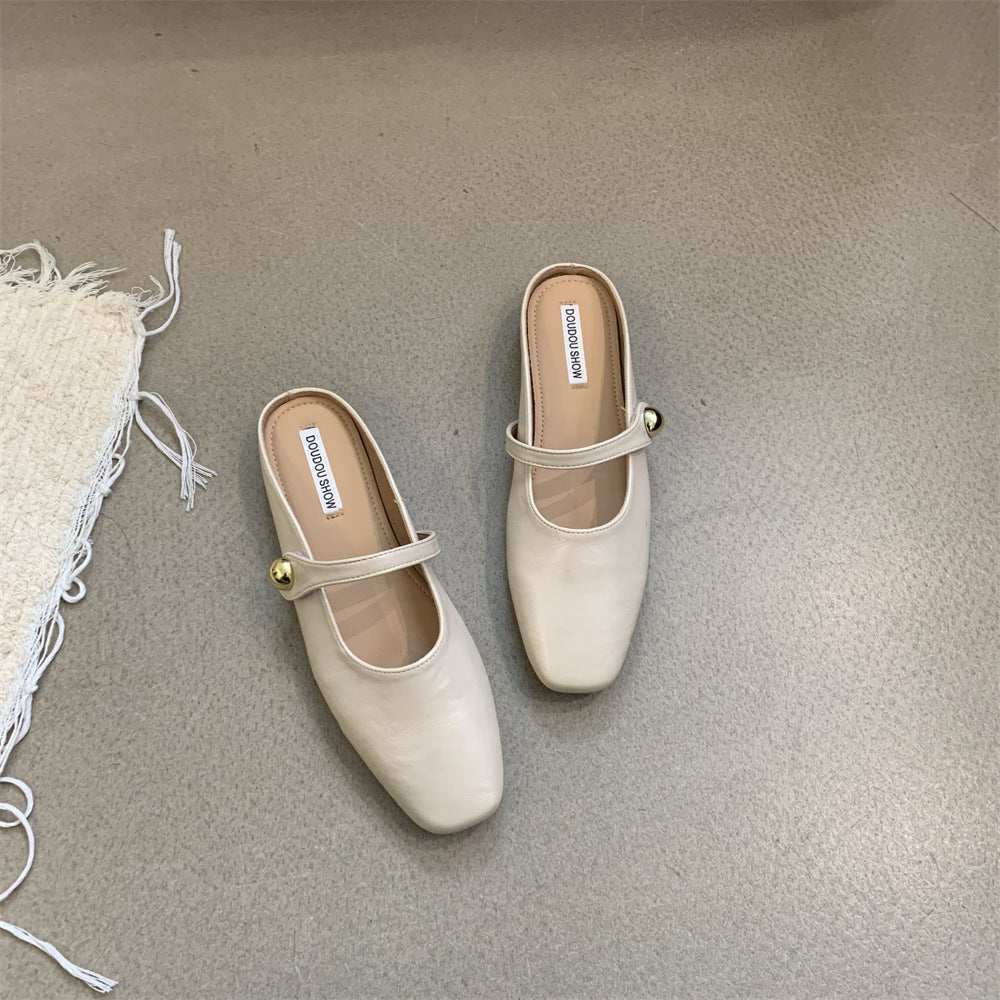 Flat Closed-Toe Half Slippers for Women Soft Sole2025French-style Sandals for Outdoor Wear, Super Popular Evening Breeze Niche Single Shoes