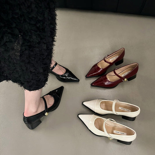 Chunky Heel Retro Style Mary Jane Shoes High Heels Women's Shoes Black Shoes Autumn Winter Korean Version High-End Single Shoes Small Leather Shoes