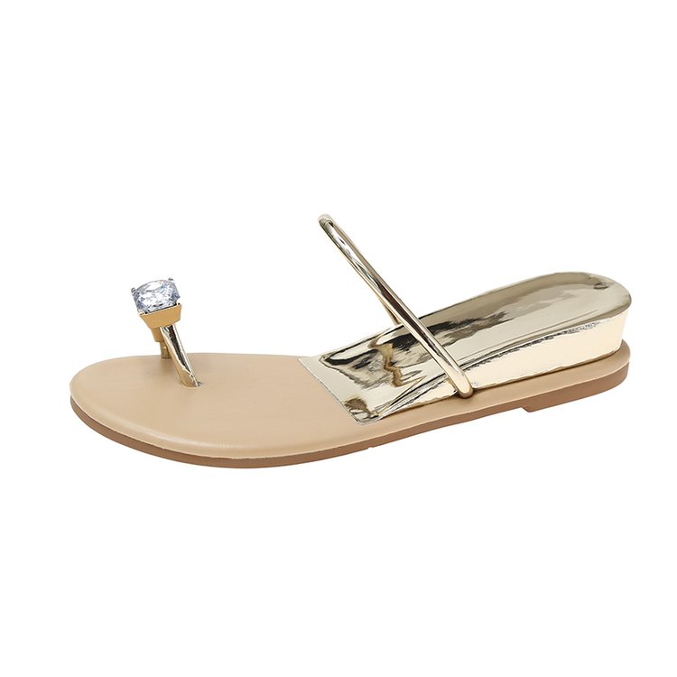 PU Square Heel Low Heel Slippers Rubber Toe