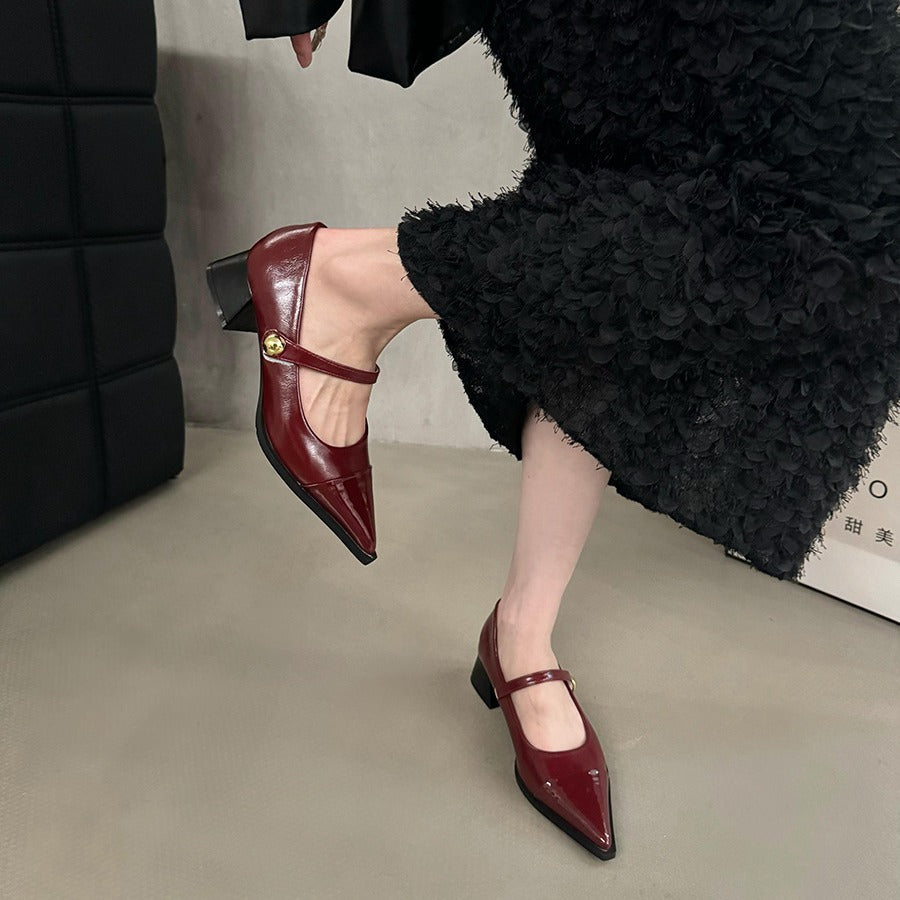 Chunky Heel Retro Style Mary Jane Shoes High Heels Women's Shoes Black Shoes Autumn Winter Korean Version High-End Single Shoes Small Leather Shoes