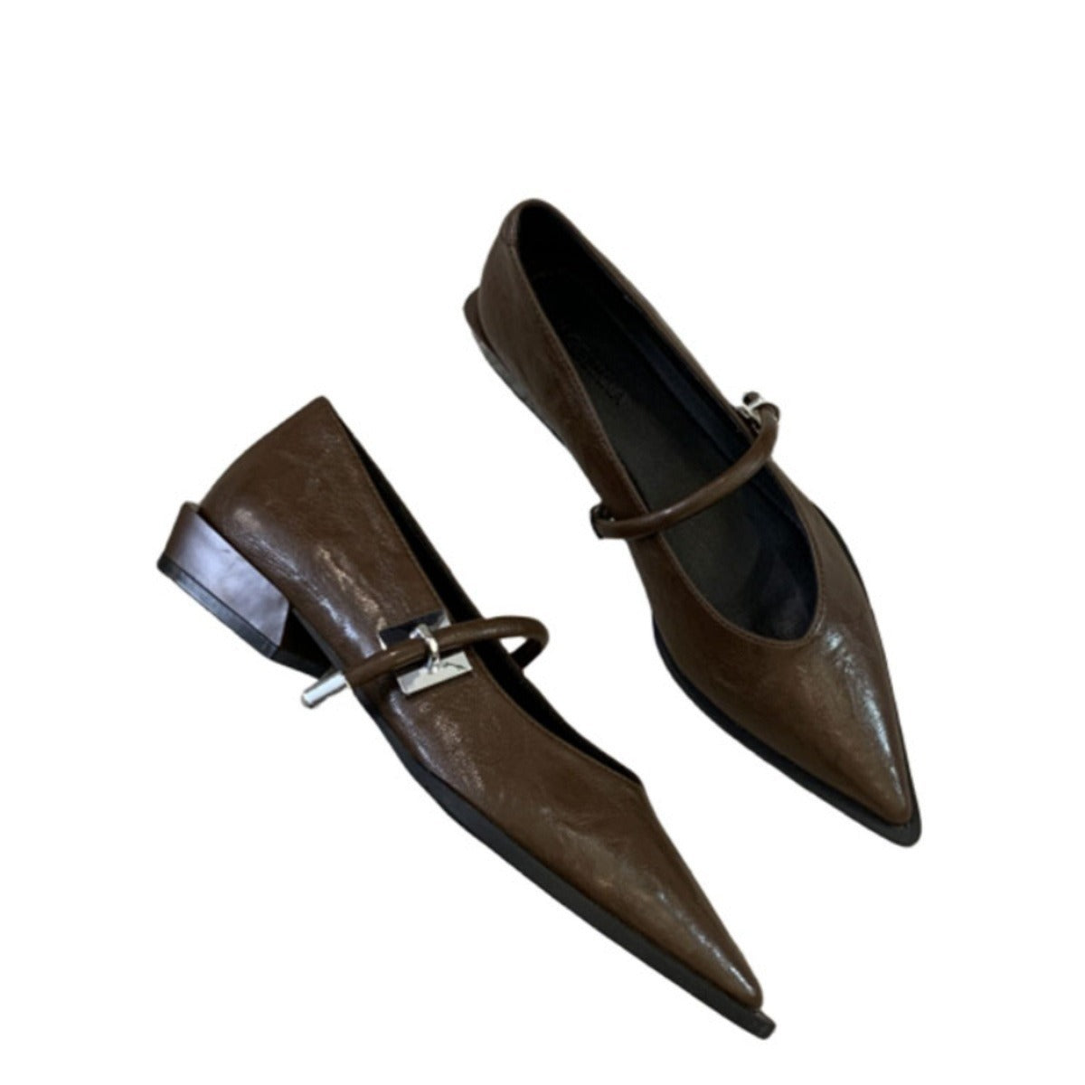French Low Heel Shoes Small Fragrance Style Pointed Toe Single Shoes for Women2024Spring and Autumn New Mary Jane Women's Shoes Thick Heels