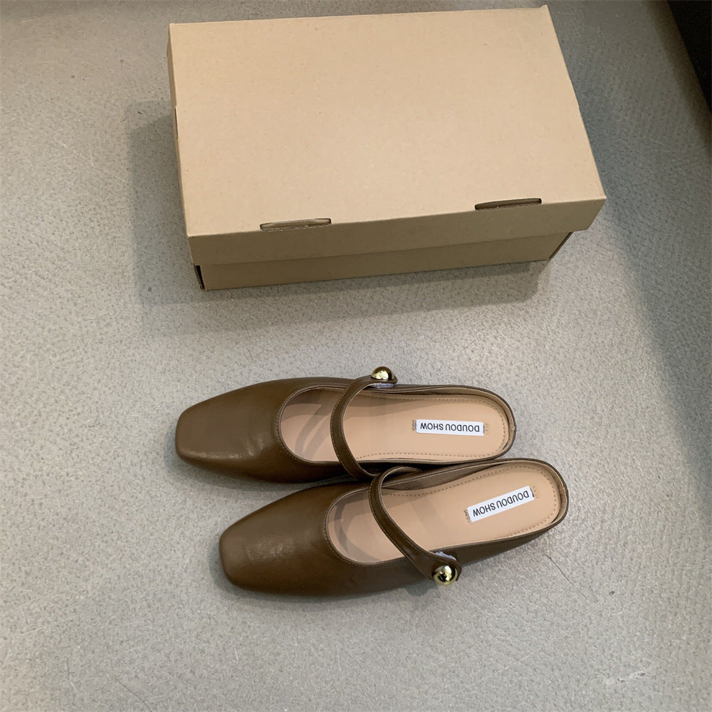 Flat Closed-Toe Half Slippers for Women Soft Sole2025French-style Sandals for Outdoor Wear, Super Popular Evening Breeze Niche Single Shoes