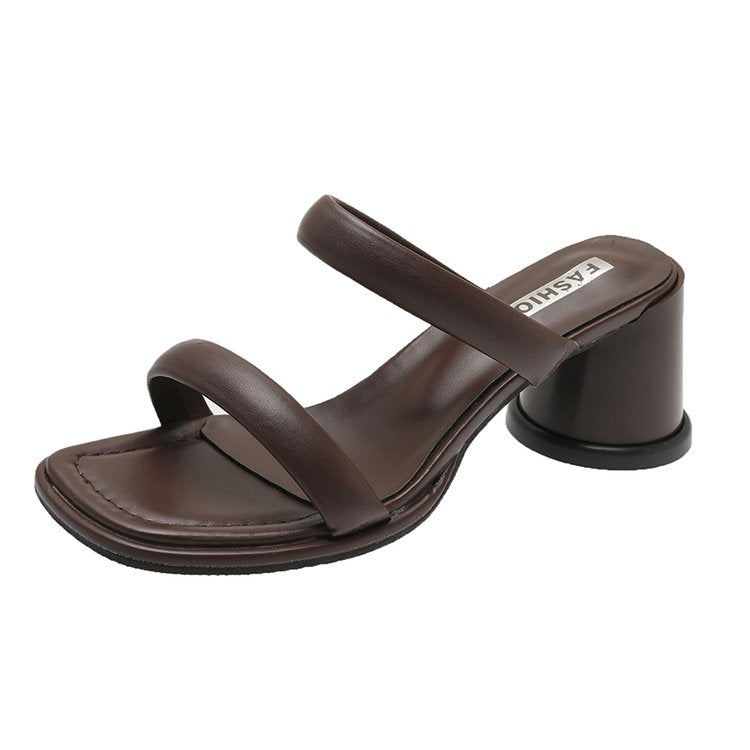 Chunky High Heels(6-8cm)Rubber Slippers PU