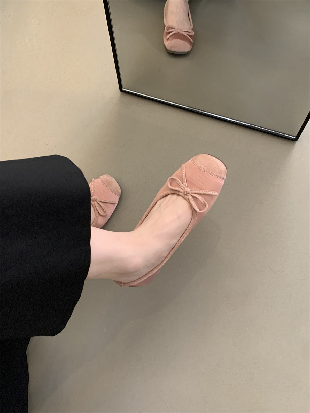 Round Toe Shallow Mouth Single Shoes for Women, Spring and Autumn New Soft Leather Ballet Fairy Style Gentle Slip-On Soft Flat Loafers