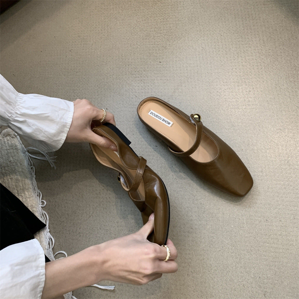 Flat Closed-Toe Half Slippers for Women Soft Sole2025French-style Sandals for Outdoor Wear, Super Popular Evening Breeze Niche Single Shoes