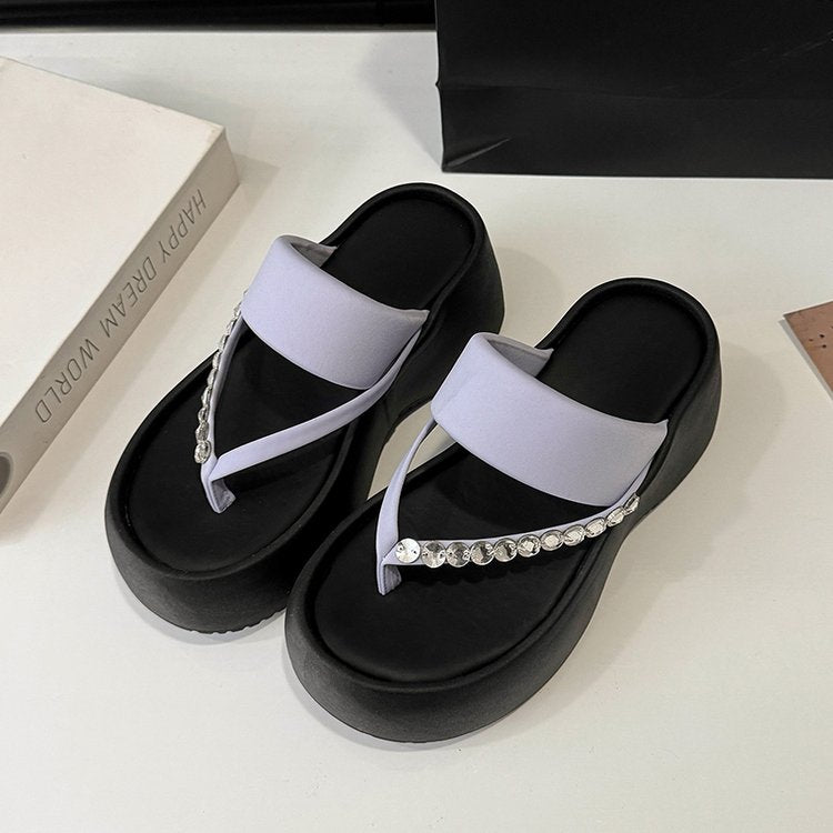 PU Platform High Heels(6-8cm)Rubber Slippers