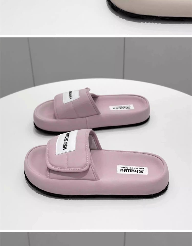 Low Heel Platform Sole(Less3cm)PU Rubber Slippers