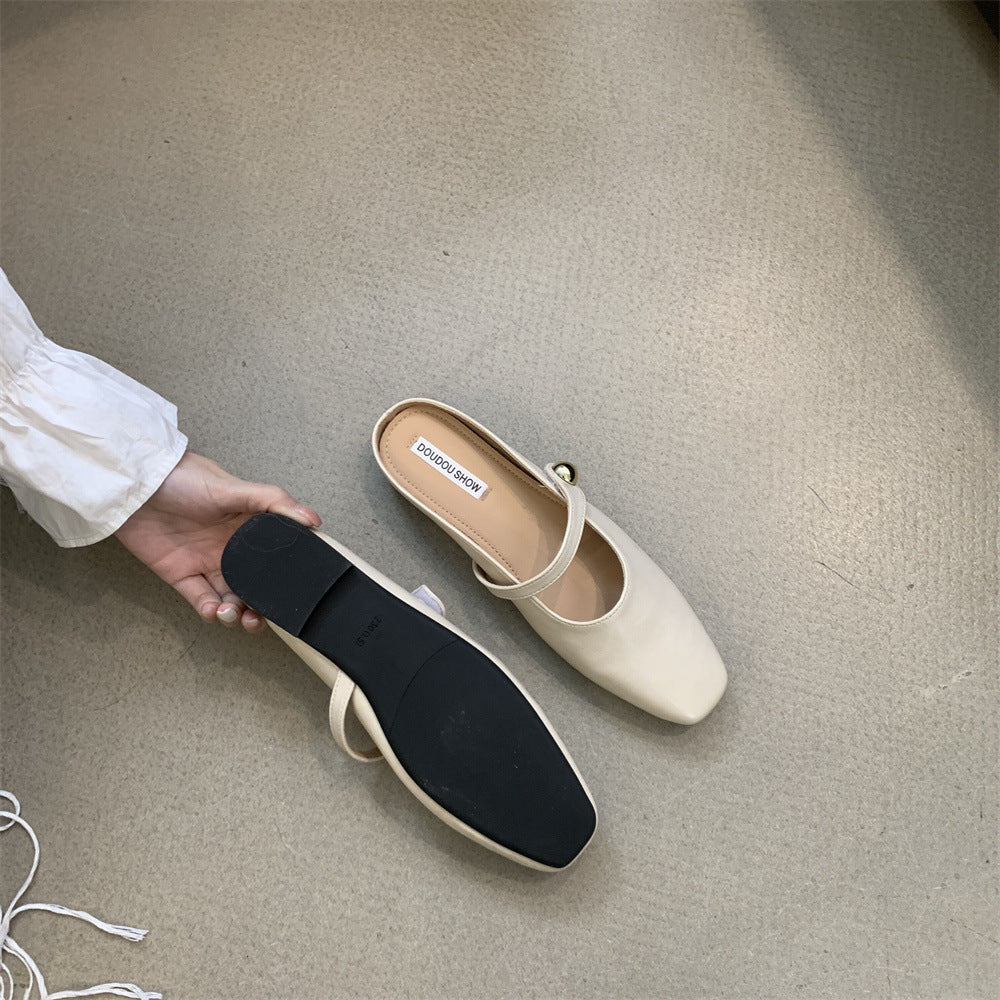 Flat Closed-Toe Half Slippers for Women Soft Sole2025French-style Sandals for Outdoor Wear, Super Popular Evening Breeze Niche Single Shoes