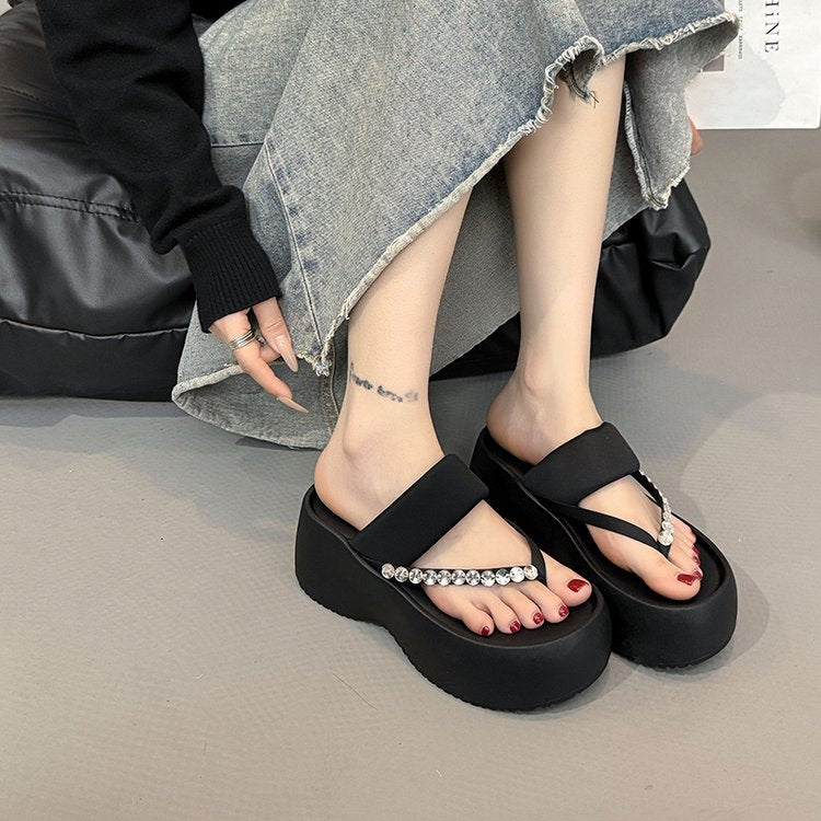 PU Platform High Heels(6-8cm)Rubber Slippers