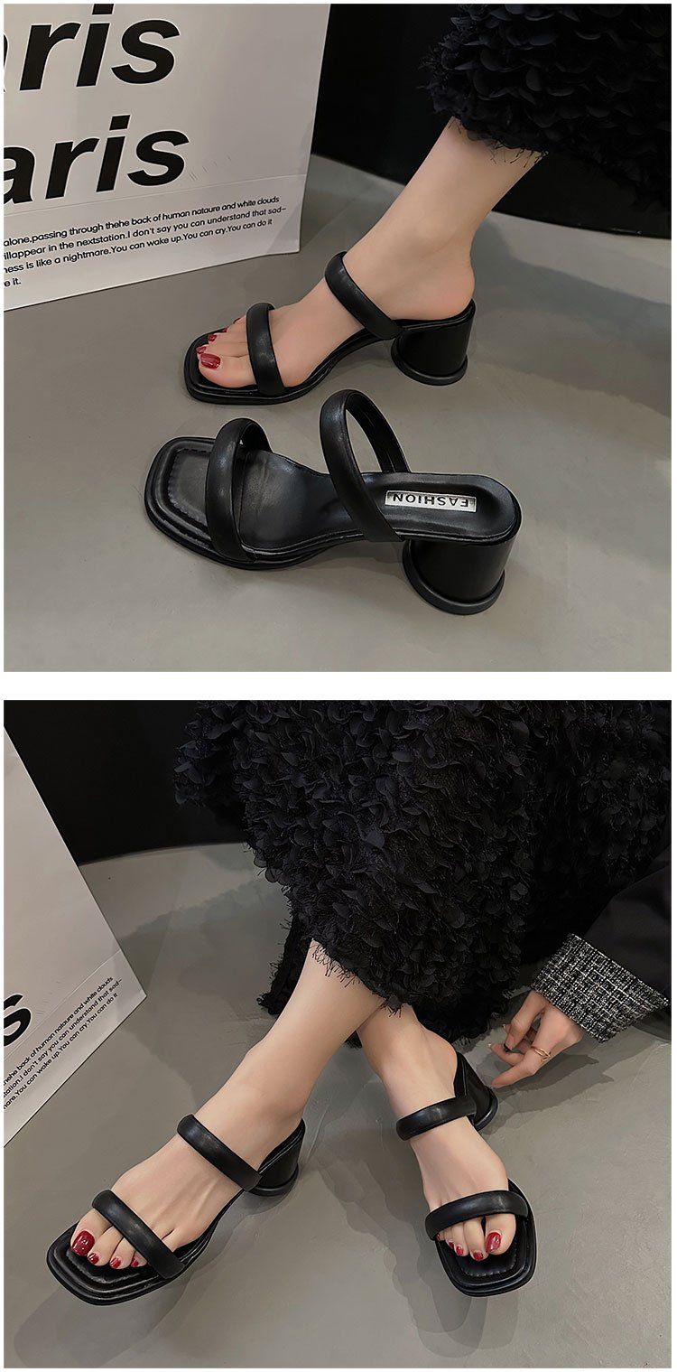 Chunky High Heels(6-8cm)Rubber Slippers PU
