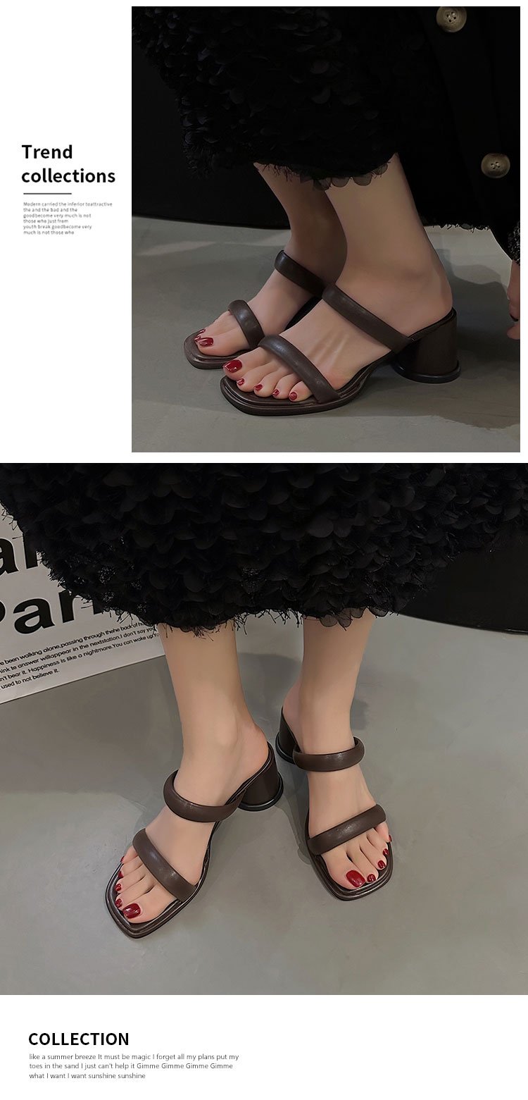 Chunky High Heels(6-8cm)Rubber Slippers PU