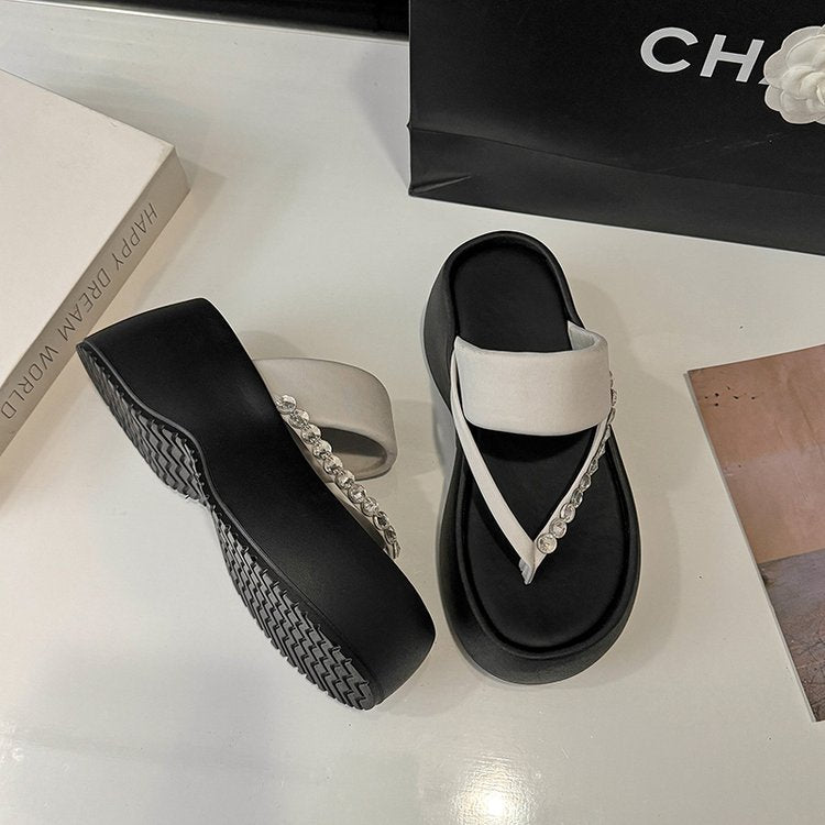 PU Platform High Heels(6-8cm)Rubber Slippers