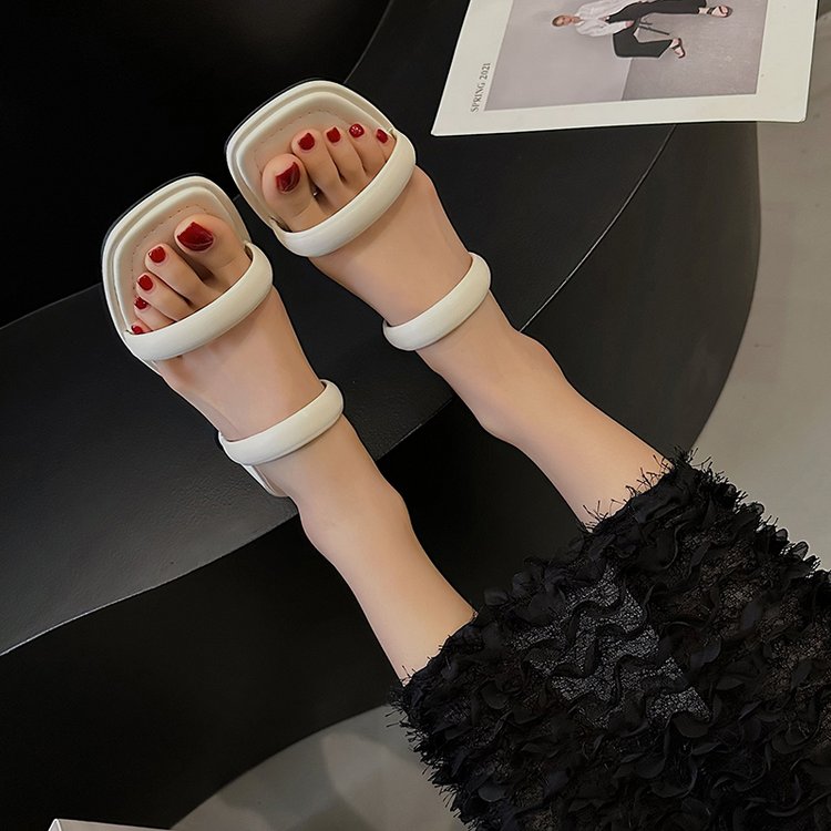 Chunky High Heels(6-8cm)Rubber Slippers PU