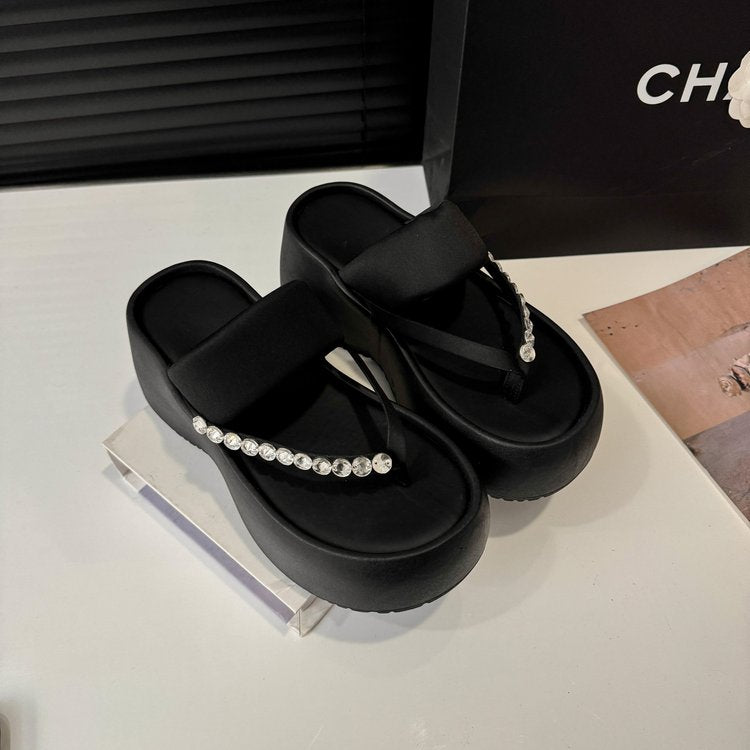 PU Platform High Heels(6-8cm)Rubber Slippers