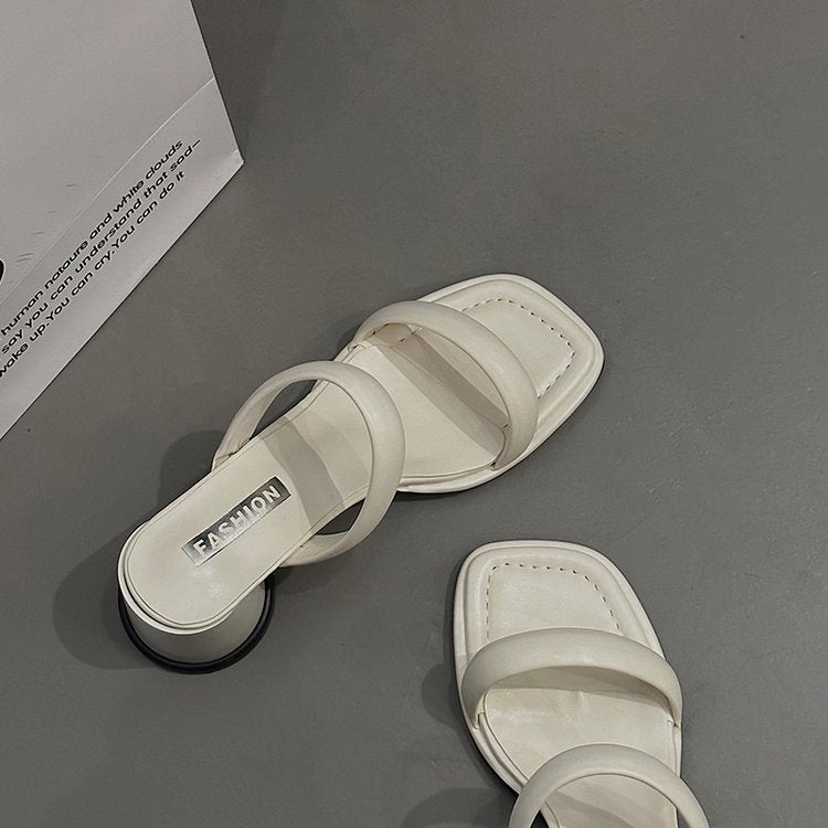 Chunky High Heels(6-8cm)Rubber Slippers PU