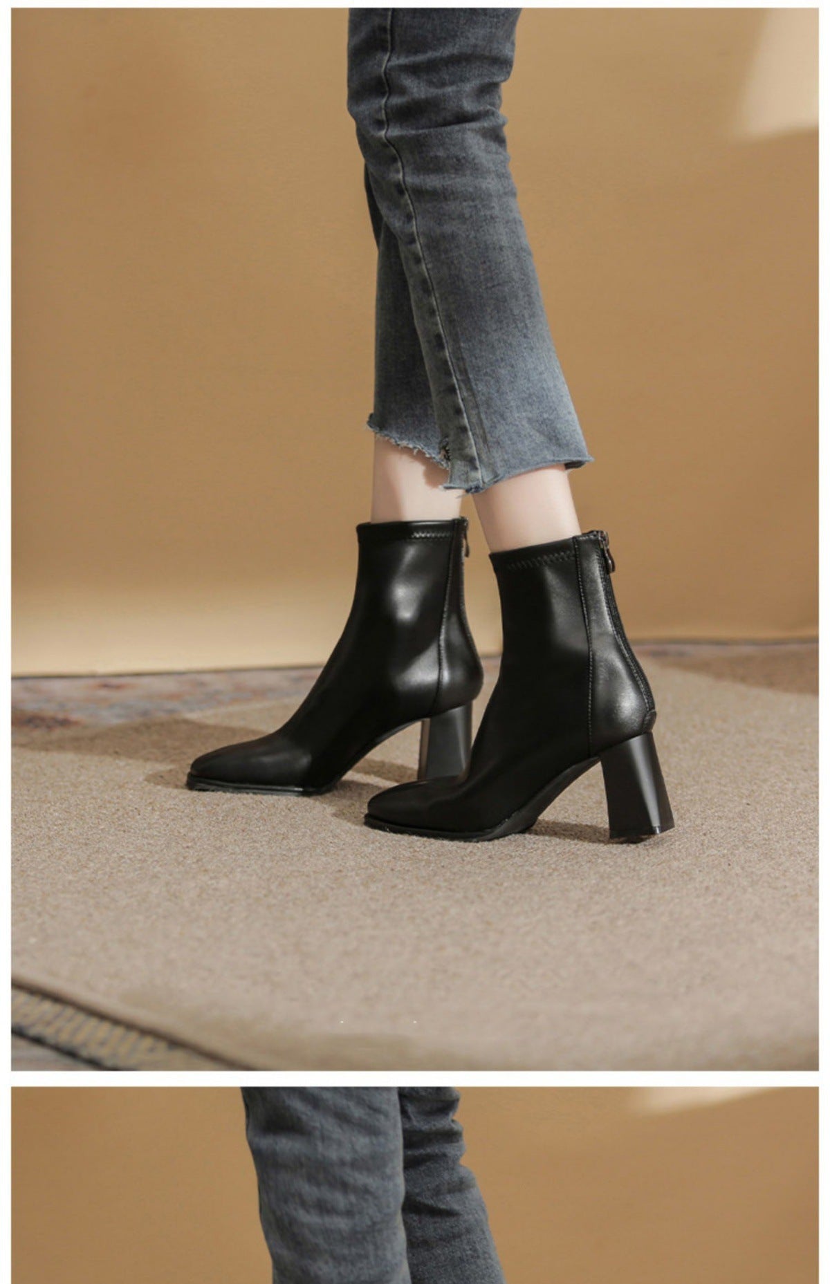 Women's White Martin Boots2024New Spring and Autumn Thick Heel Short Boots British Style Women's Slim Winter Fleece Boots