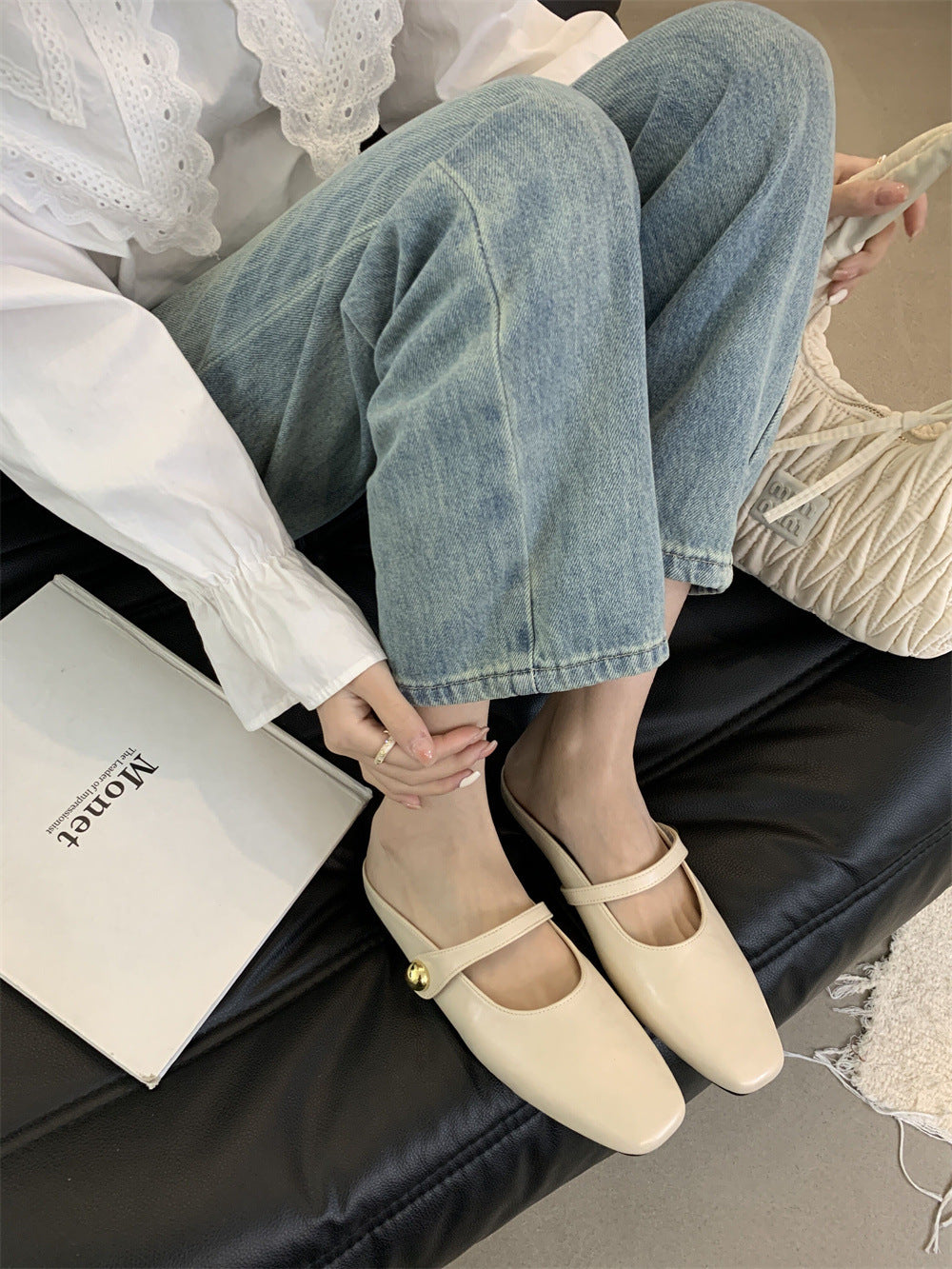 Flat Closed-Toe Half Slippers for Women Soft Sole2025French-style Sandals for Outdoor Wear, Super Popular Evening Breeze Niche Single Shoes