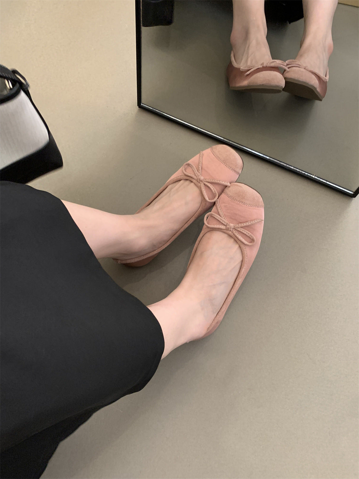 Round Toe Shallow Mouth Single Shoes for Women, Spring and Autumn New Soft Leather Ballet Fairy Style Gentle Slip-On Soft Flat Loafers