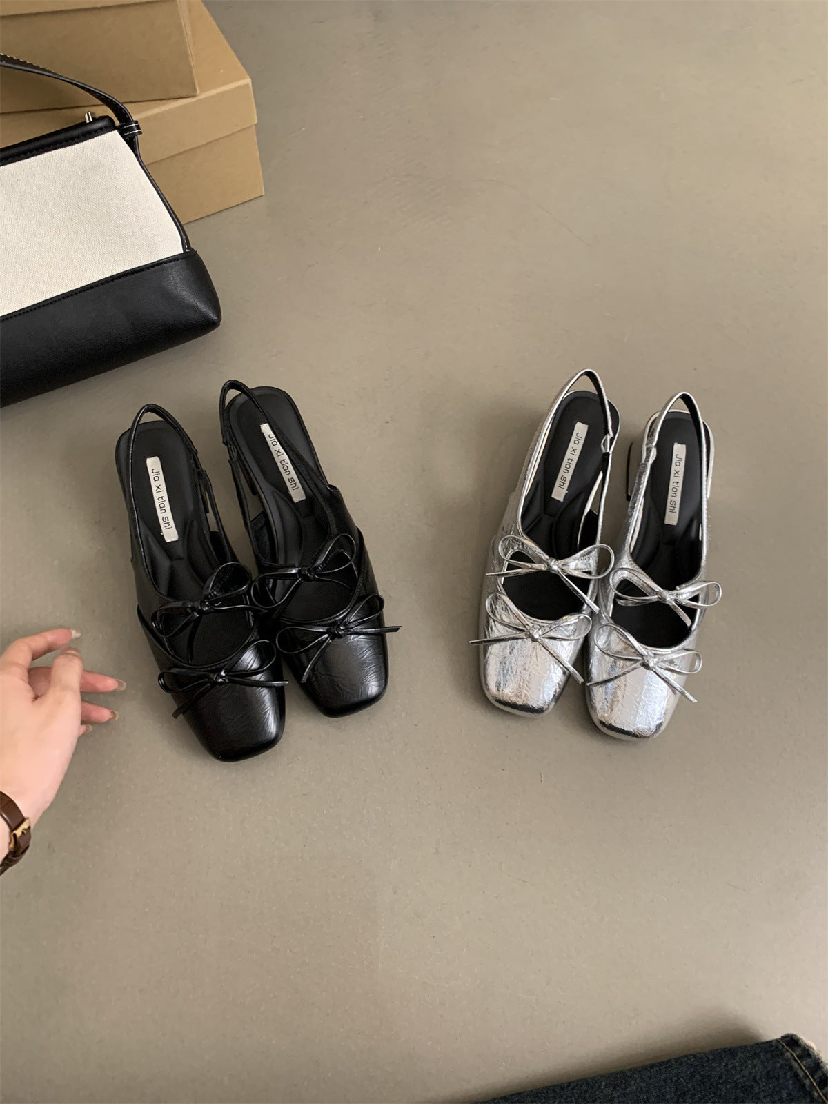 Closed-Toe Sandals for Women Summer New French Style Beautiful Fairy Style Evening Chunky Heel silver Single Shoes Elegant High Heels
