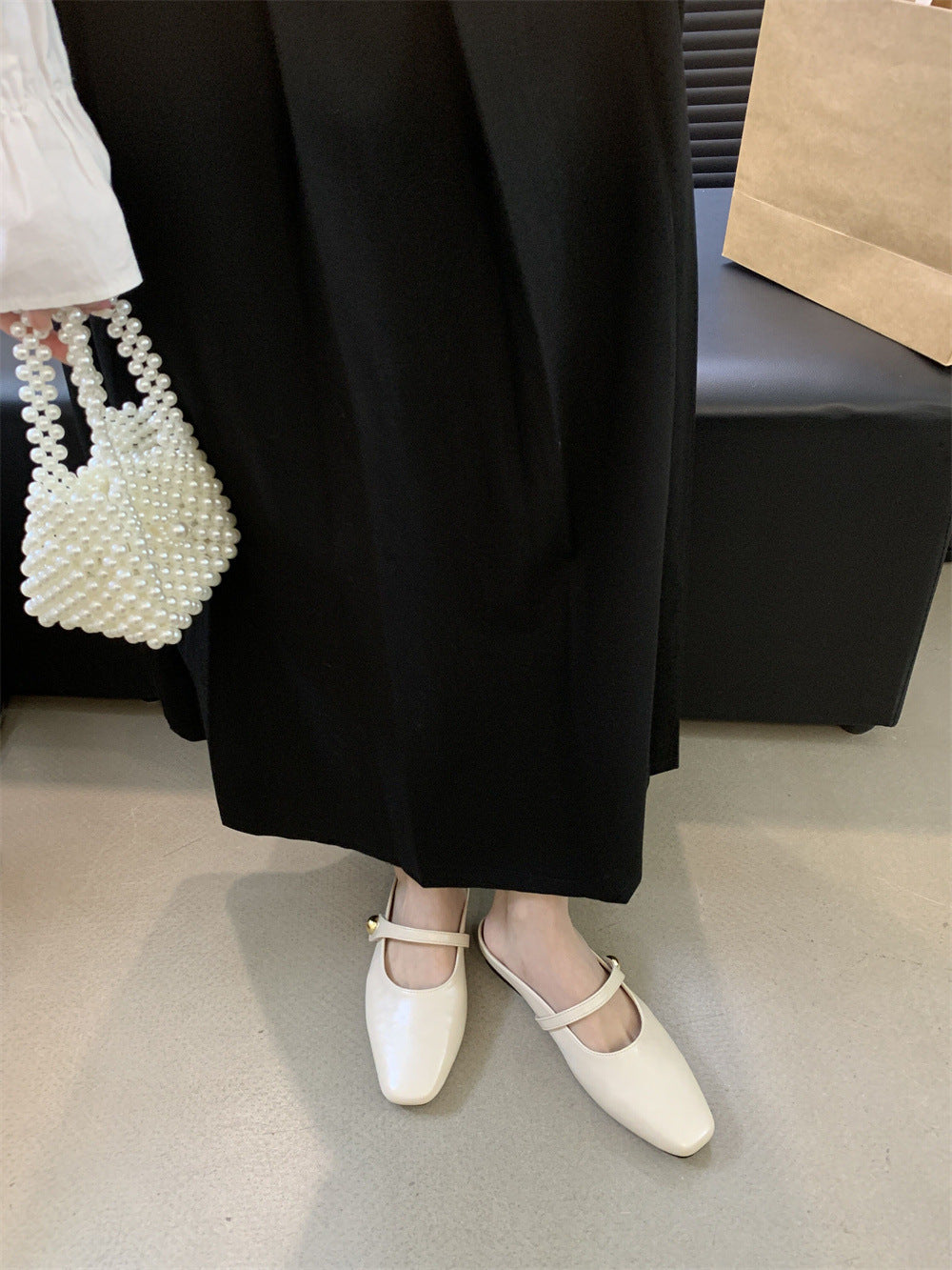 Flat Closed-Toe Half Slippers for Women Soft Sole2025French-style Sandals for Outdoor Wear, Super Popular Evening Breeze Niche Single Shoes