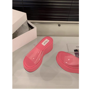 Rubber Wedge Slippers PU High Heel(6-8cm)