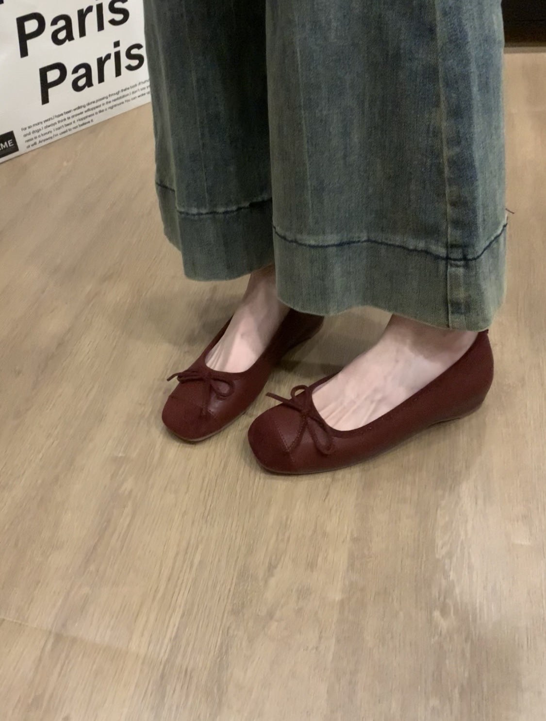 Women's French Style Shoes with Hidden Wedge2025Spring and Autumn New Suede Bowknot Slip-On Light Mouth Apricot Evening Shoes