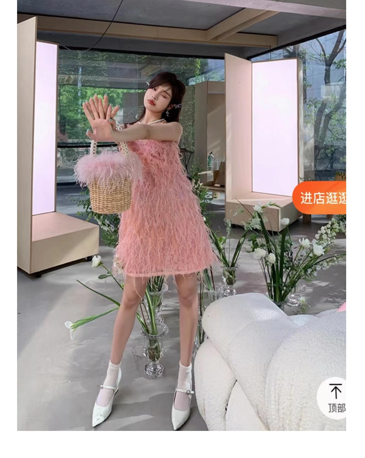 Yi Mengling Same Style2023Shoe Fairy Shoes to Match Dress Rich Lady Shoes Wedge White Single Shoes Pointed Toe Maggie Jane
