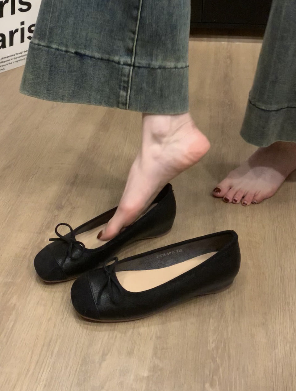 Women's French Style Shoes with Hidden Wedge2025Spring and Autumn New Suede Bowknot Slip-On Light Mouth Apricot Evening Shoes