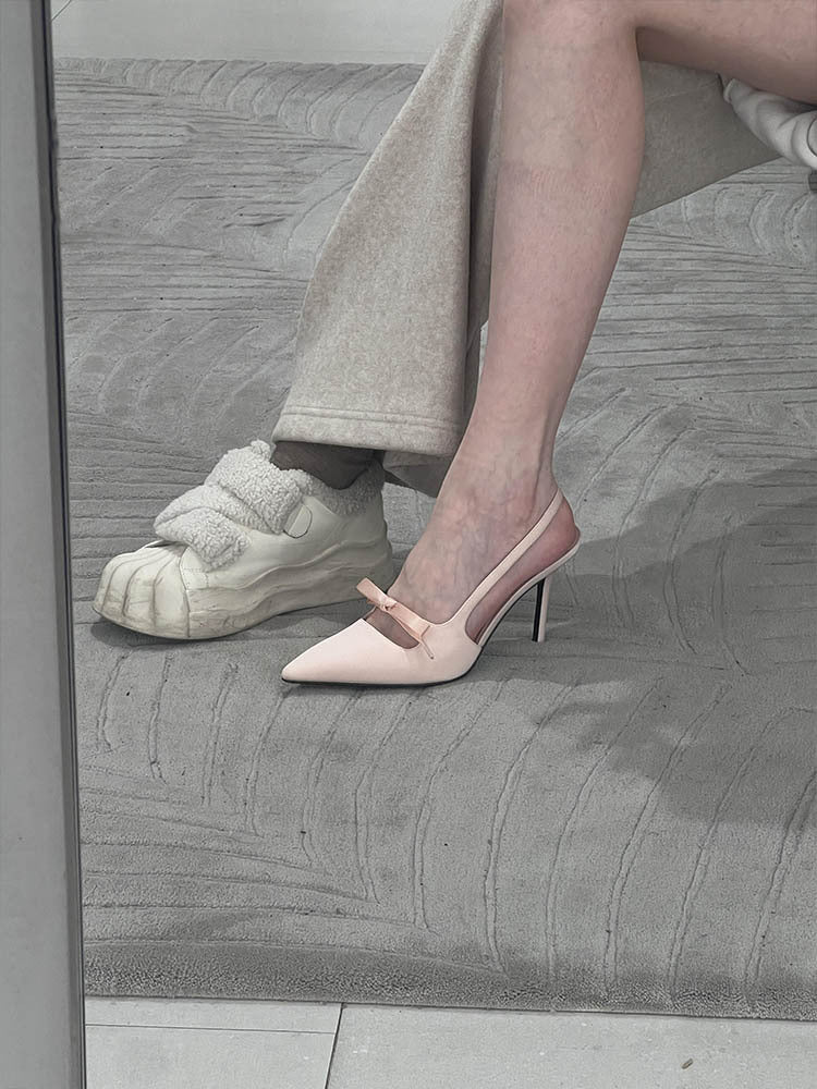 2025New French Style Pointed Toe Bow High Heels Women's Stiletto Sandals Elegant Versatile Shallow Mouth Shoes