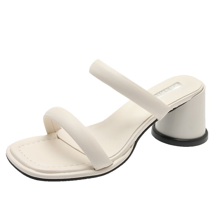 Chunky High Heels(6-8cm)Rubber Slippers PU