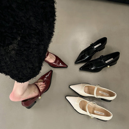 Chunky Heel Retro Style Mary Jane Shoes High Heels Women's Shoes Black Shoes Autumn Winter Korean Version High-End Single Shoes Small Leather Shoes