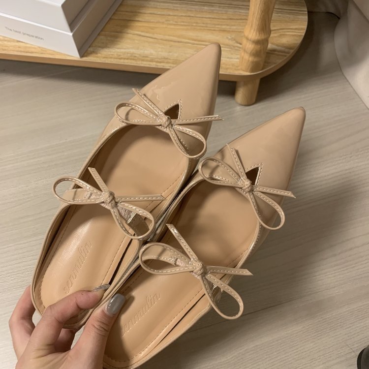 Flat Rubber PU Closed-Toe Low Heel Slippers(1-3cm)