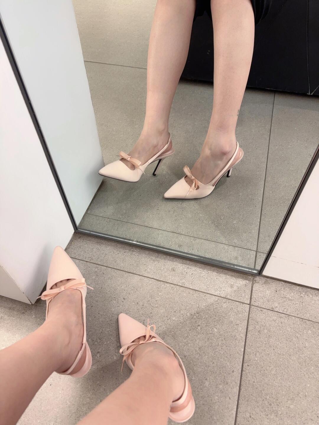 2025New French Style Pointed Toe Bow High Heels Women's Stiletto Sandals Elegant Versatile Shallow Mouth Shoes